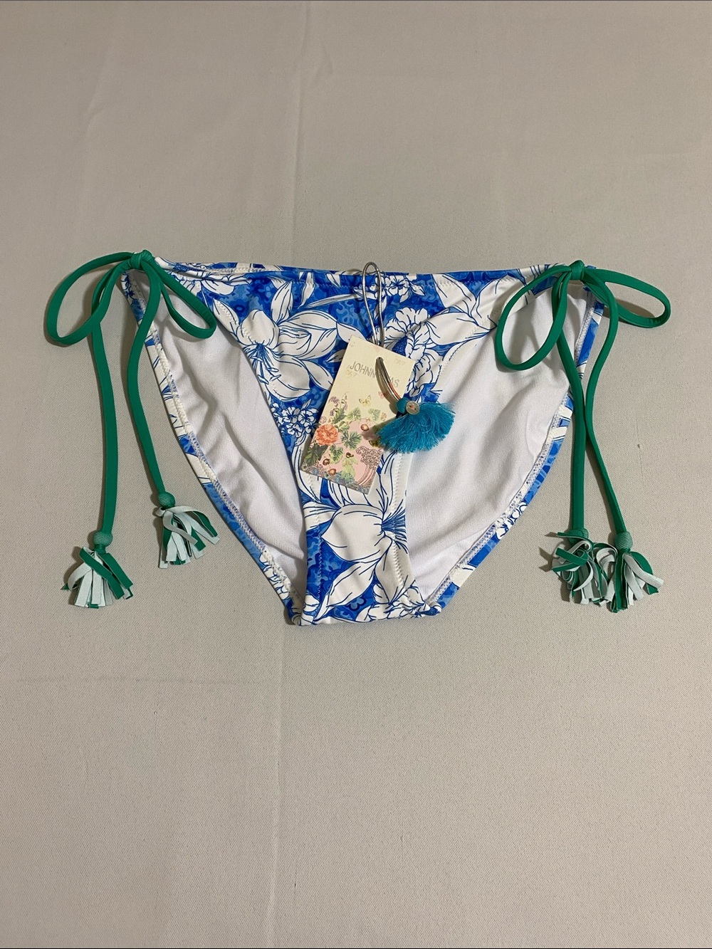 JOHNNY WAS Clio String Bikini Bottom w Floral Print Size S